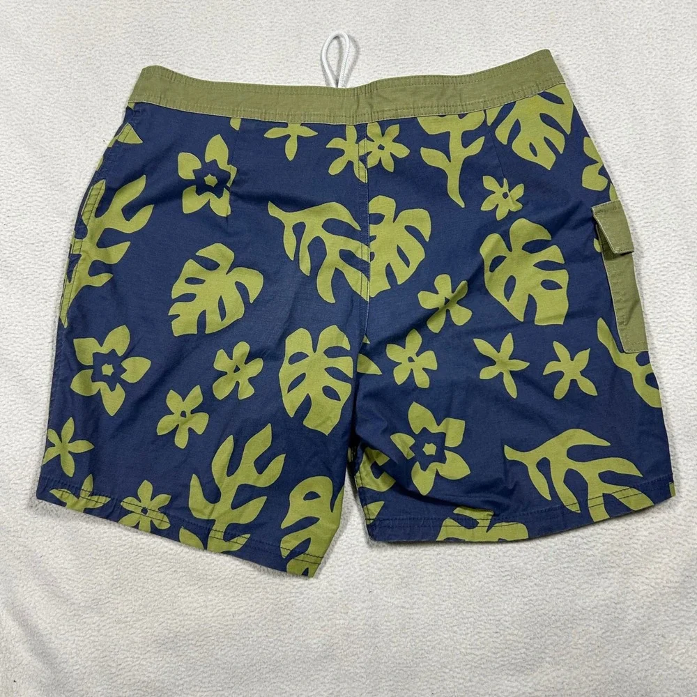 Kanvas by Katin Board Shorts Mens 32 Navy Blue Green Floral Tropical Heritage